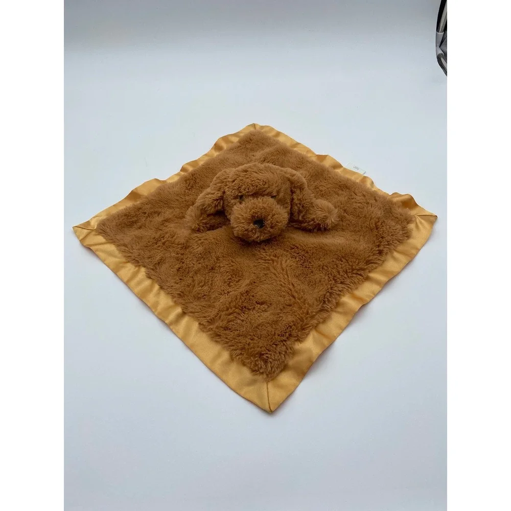 Cloud Island Security Blanket Lovey Brown Gold Puppy Dog Faux Fur Satin 12in